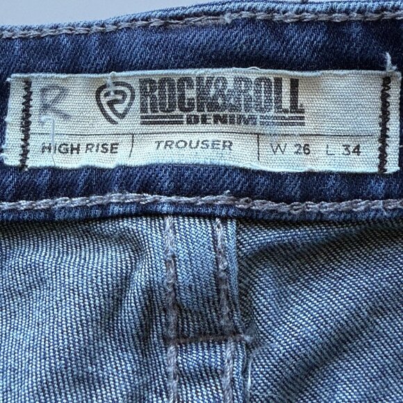 Rock & Roll Denim Womens High Rise Flare Trouser Jeans Medium Wash W26 L34 - Picture 7 of 8